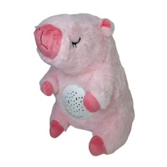 Jucarie de plus Capibara KidMania&reg; cu functie lumina de veghe si melodii pentru copii, 25 cm, roz
