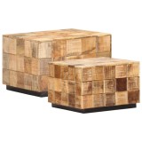 vidaXL Măsuțe de cafea, 2 buc., design bloc, lemn brut de mango