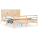 Cadru de pat cu tablie, king size, lemn masiv