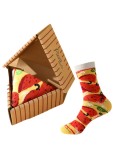 1x Pereche Sosete, GREENOVIVE&reg;, Model Pizza, Design Unic, Unisex, Bumbac 70%, Marime Universala