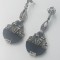 Superbi cercei vintage din argint, onix si marcasite - art deco