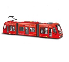 Tramvai cu sunete, lumini si functie usi deschise 42 cm rosu