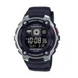 Casio AE-2000W-1BVEF, Collection Ceas Digital Barbatesc 47mm Cronograf cu Baterie cu Curea din Cauciuc Negru