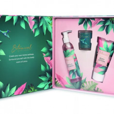 Set cadou femei BOTANICAL WELLNESS - GREEN - pentru corp (gel dus + lotiune corp + lumanare)