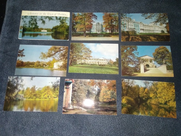 12 CARTI POSTALE URSS AUTUMN IN THE TOWN OF PUSKIN