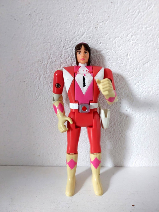 Figurina Pink Power Ranger Bandai Flip Head 1993 Kimberly, Action Figure 14cm