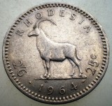 E.027 RHODESIA COLONIE BRITANICA ELIZABETH II 2,5 SHILLINGS 25 CENTS 1964