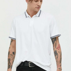 Abercrombie & Fitch tricou polo barbati, culoarea alb, neted