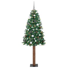 vidaXL Brad de Crăciun subțire Verde 180 cm PVC și lemn de PIN masiv 3394863