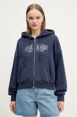 Abercrombie &amp; Fitch bluza femei, culoarea albastru marin, cu glugă, cu imprimeu, KI185-5011