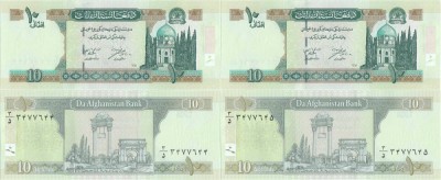 2&amp;times; 2002 - SH1381, 10 Afghanis (P-67a) - Afganistan - stare UNC foto