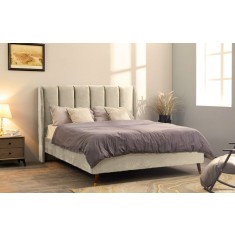 Pat Belmonde 160x200 cm Tapitat Catifea Bej Somiera Inclusa (cod ML 2304-01)