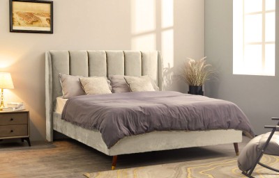 Pat Belmonde 160x200 cm Tapitat Catifea Bej Somiera Inclusa (cod ML 2304-01) foto