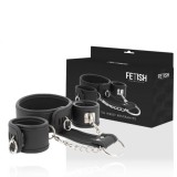 FETISH SUBMISSIVE - VEGAN LEATHER NECKLACE AND HANDCUFFS WITH NOPRENE LINING, FETISH SUBMISSIVE BONDAGE