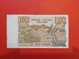 BANCNOTA ALGERIA- hartie, 100 dinari, RARA