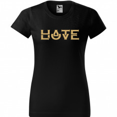 Tricou dama Malfini bumbac negru print "Hate/Love", marimi XS, S, M, L, XL XXL