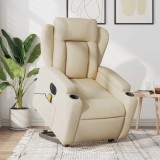 VidaXL Fotoliu electric de masaj rabatabil cu ridicare, crem, textil