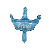 Balon din folie metalizata, flippy, mini figurine, model coroana de print, tematica aniversare, 42x38 cm, ambalaj individual, pai inclus, umflare cu a