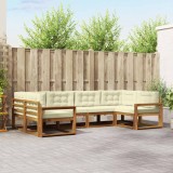 vidaXL Set de canapele de exterior cu pernă 6 pcs Natural și Crem 3368073