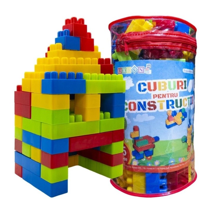 Set 65 cuburi construit, piese plastic, multicolor, varsta 2 ani+