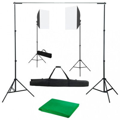 vidaXL Kit studio foto cu lumini softbox și fundal foto