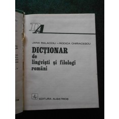 JANA BALACCIU - DICTIONAR DE LINGVISTI SI FILOLOGI ROMANI (1978, ed. cartonata)