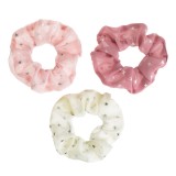 Elastice de par din organza cu stele, Set 3 buc, Roz, Ecru si Maro, CMCLASS