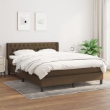 vidaXL Pat box spring cu saltea, maro &icirc;nchis, 140x200 cm, textil