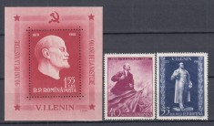 ROMANIA 1960 LP 491 LP 492 - 90 ANI NASTEREA LUI LENIN SERIE SI COLITA MNH foto
