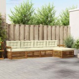 vidaXL Set de canapele de exterior cu pernă 5 pcs Natural și Crem 3373285