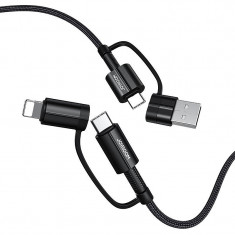 Cablu Date si Incarcare USB Type-C / USB - USB Type-C / Lightning Joyroom S-1830G3, 1.8 m, 60 W, Negru