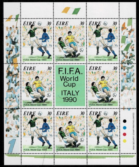 IRLANDA - 1990 - SPORT , FOTBAL COLITA SI SERIE NESTAMPILATE