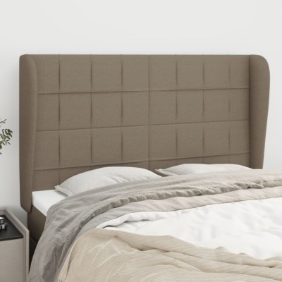 vidaXL Tăblie de pat cu aripioare gri taupe 147x23x118/128 cm textil 3117958 foto