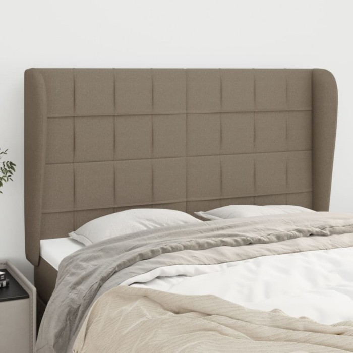 vidaXL Tăblie de pat cu aripioare gri taupe 147x23x118/128 cm textil 3117958