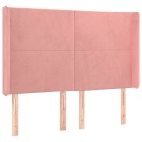 Cumpara ieftin Tablie de pat cu aripioare, roz, 147x16x118/128 cm, catifea