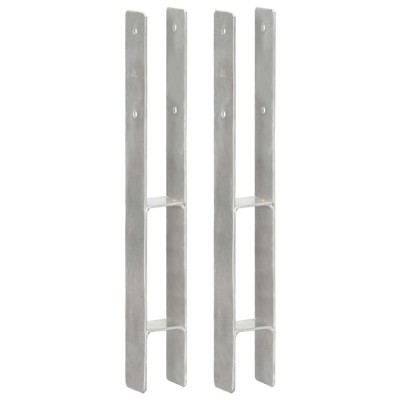 Ancore de gard, 2 buc., argintiu, 7x6x60 cm, oțel galvanizat foto