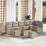 Cumpara ieftin Set de canapele pentru grădină cu pernă 9 pcs Bej, Gri deschis