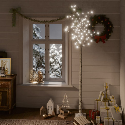vidaXL Pom Crăciun 200 LED-uri alb rece 2,2 m salcie interior/exterior foto