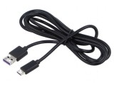 Cablu USB 2.0 A la C 1,5m 60W 3A negru PVC