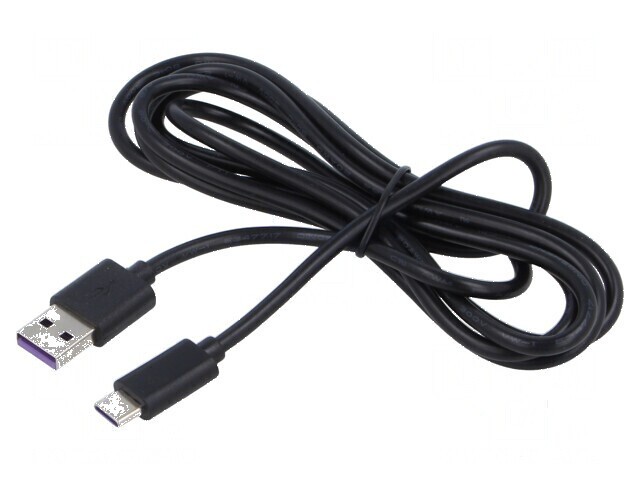 Cablu USB 2.0 A la C 1,5m 60W 3A negru PVC