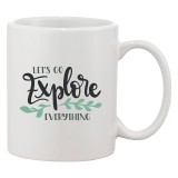 Cana alba personalizata &#039;Let&#039;s go explore everything&#039;, ceramica, INOVATIX&reg;. 330 ml