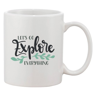 Cana alba personalizata &amp;#039;Let&amp;#039;s go explore everything&amp;#039;, ceramica, INOVATIX&amp;reg;. 330 ml foto