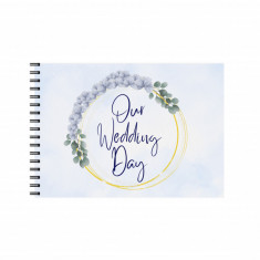 Set Album foto / GuestBook pentru nunta, flori multicolore, A4 landscape, pix