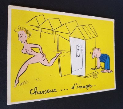 NUD LA PLAJĂ - Carte poștală vintage umoristică franțuzească foto
