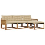 vidaXL Set de canapele de exterior cu pernă 4 pcs Natural și Bej 3381349