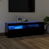 Comodă TV cu lumini LED, negru, 120x35x40 cm, vidaXL
