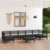 Set mobilier relaxare gradina, 8 piese, negru, lemn masiv pin GartenMobel Dekor, vidaXL