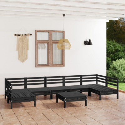 Set mobilier relaxare gradina, 8 piese, negru, lemn masiv pin GartenMobel Dekor foto