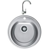 Pachet chiuveta bucatarie Alveus Form 30, 510x510 mm, adancime 185 mm, Inox satinat + Baterie Karina