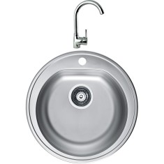 Pachet chiuveta bucatarie Alveus Form 30, 510x510 mm, adancime 185 mm, Inox satinat + Baterie Karina